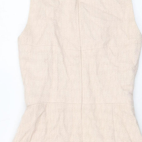 Karen Millen Womens Pink Cotton A-Line Size 8 Round Neck Zip