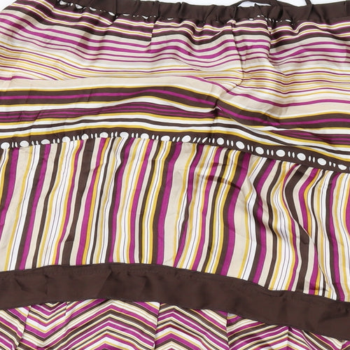 Marks and Spencer Womens Brown Striped Polyester A-Line Skirt Size 16 Drawstring