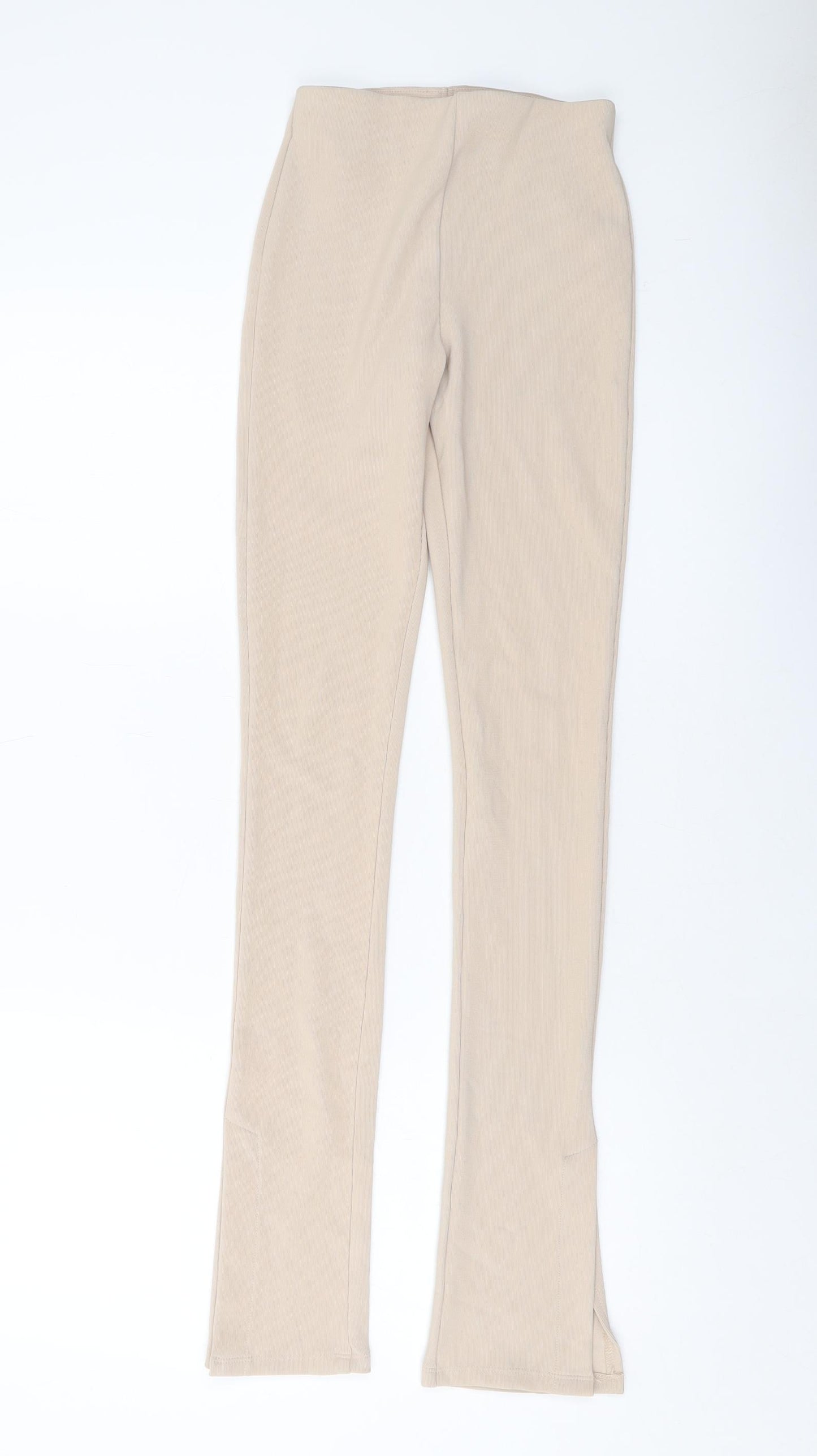 Zara Womens Beige Polyester Trousers Size XS L32 in Regular