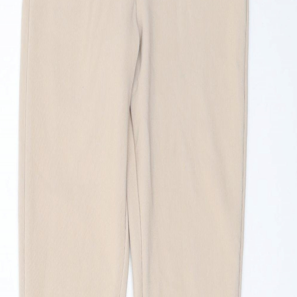 Zara Womens Beige Polyester Trousers Size XS L32 in Regular