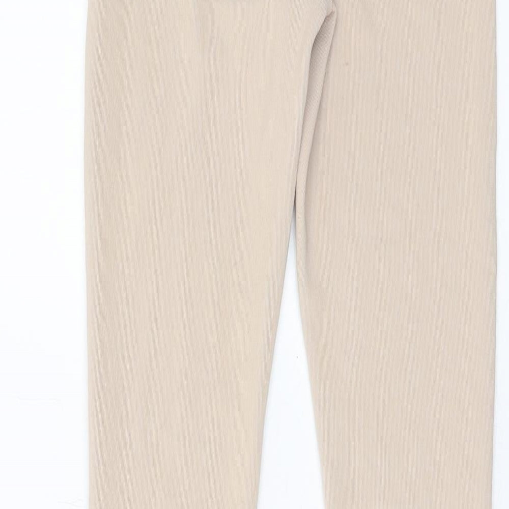 Zara Womens Beige Polyester Trousers Size XS L32 in Regular