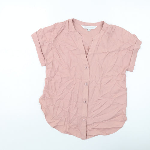 Forever New Womens Pink Polyester Basic Blouse Size XS V-Neck