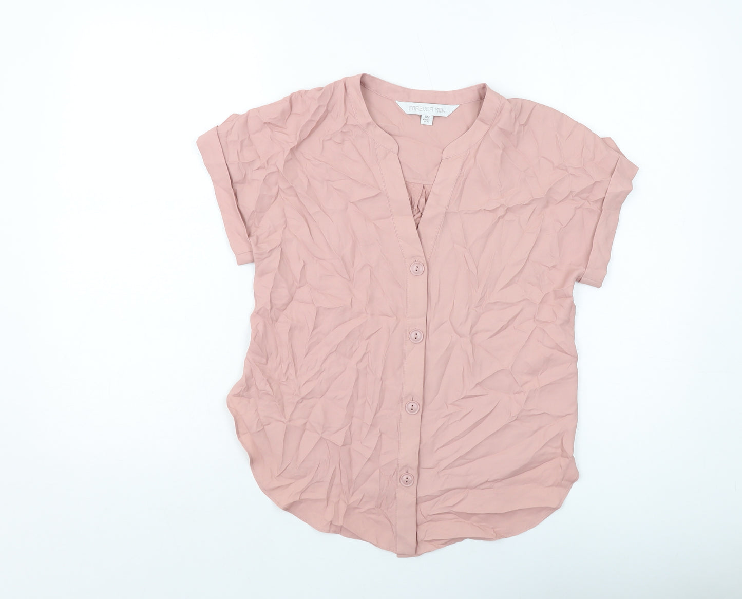 Forever New Womens Pink Polyester Basic Blouse Size XS V-Neck