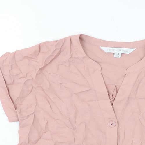 Forever New Womens Pink Polyester Basic Blouse Size XS V-Neck