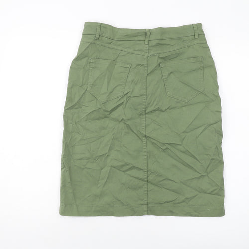 Per Una Womens Green Cotton Straight & Pencil Skirt Size 12 Button