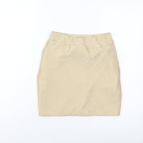 Miss Selfridge Womens Gold Polyester Mini Skirt Size 8