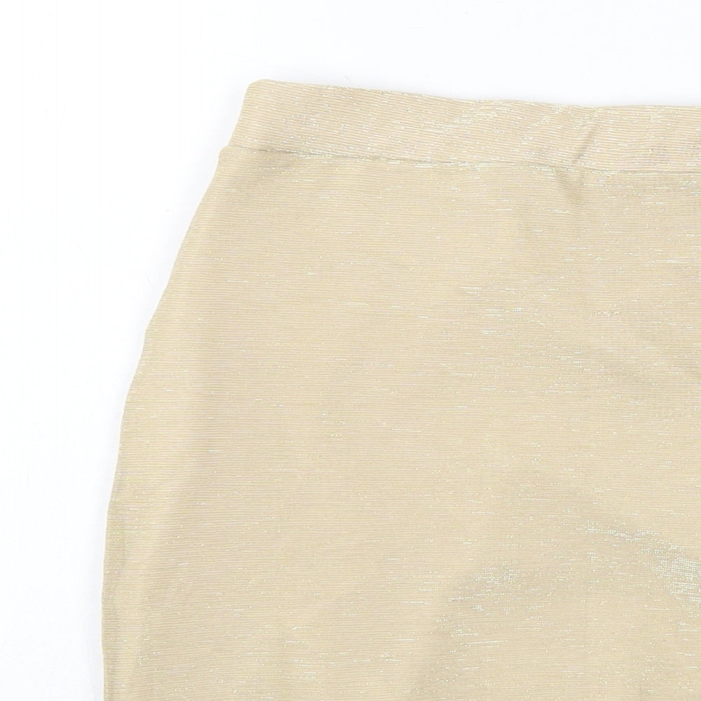 Miss Selfridge Womens Gold Polyester Mini Skirt Size 8