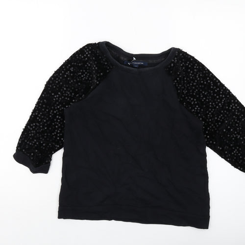 French Connection Womens Black Cotton Pullover Sweatshirt Size S Pullover