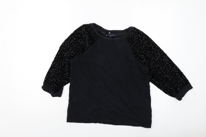 French Connection Womens Black Cotton Pullover Sweatshirt Size S Pullover