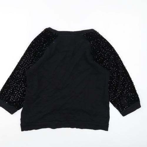 French Connection Womens Black Cotton Pullover Sweatshirt Size S Pullover