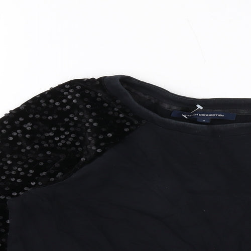 French Connection Womens Black Cotton Pullover Sweatshirt Size S Pullover