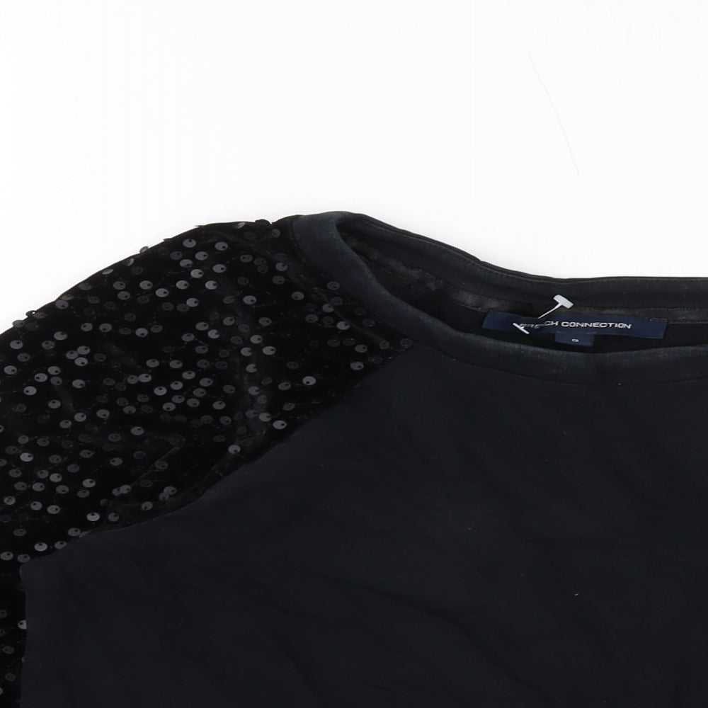 French Connection Womens Black Cotton Pullover Sweatshirt Size S Pullover