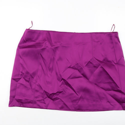 Marks and Spencer Womens Purple Polyester Mini Skirt Size 24 Zip