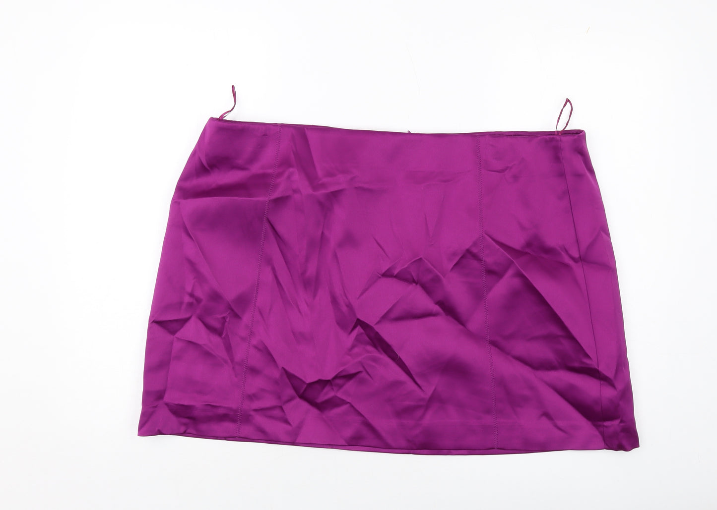 Marks and Spencer Womens Purple Polyester Mini Skirt Size 24 Zip