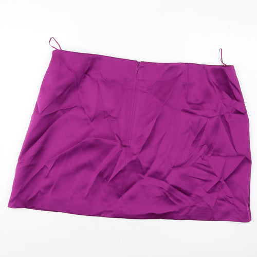 Marks and Spencer Womens Purple Polyester Mini Skirt Size 24 Zip