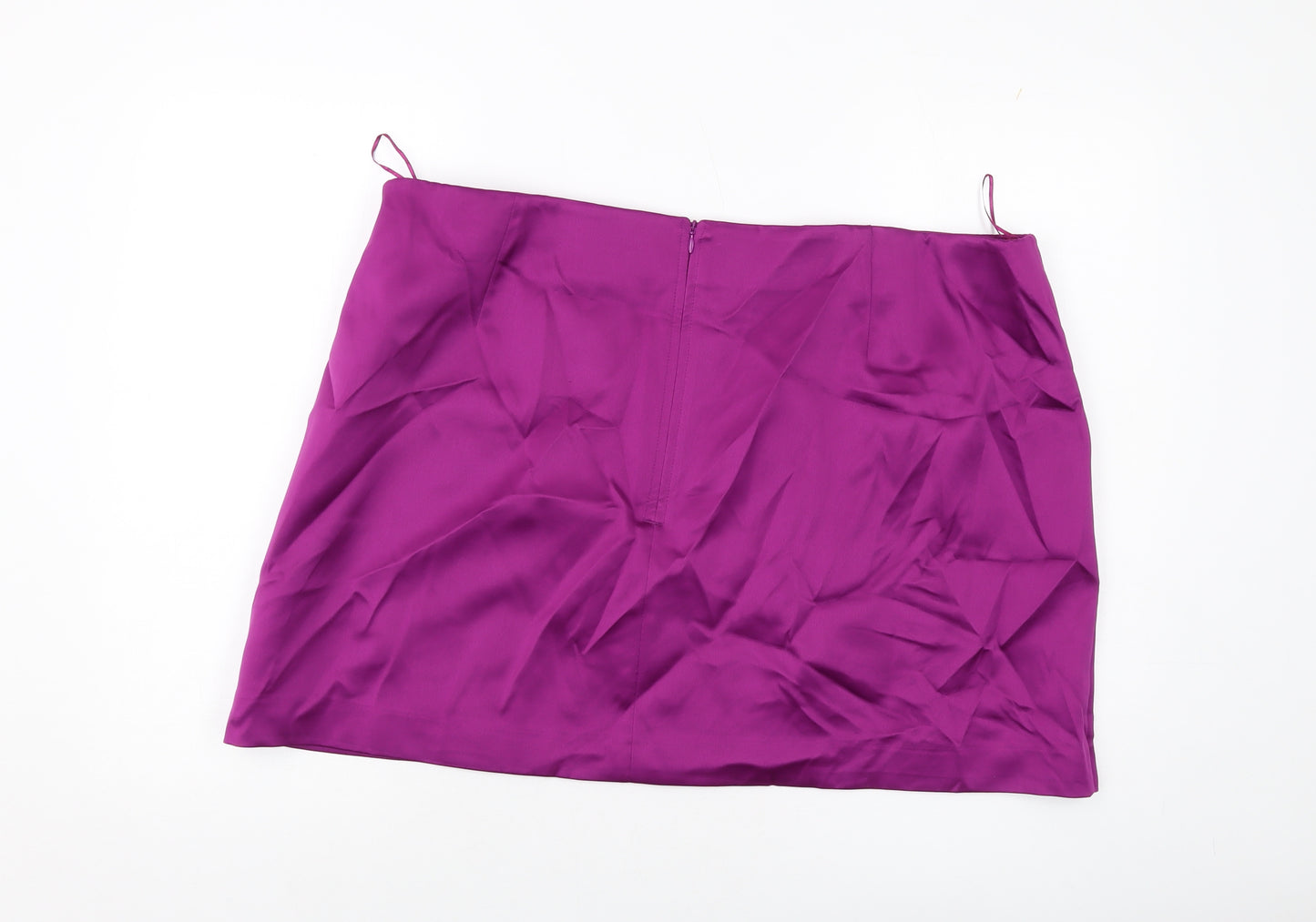 Marks and Spencer Womens Purple Polyester Mini Skirt Size 24 Zip