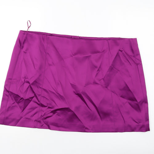 Marks and Spencer Womens Purple Polyester Mini Skirt Size 24 Zip