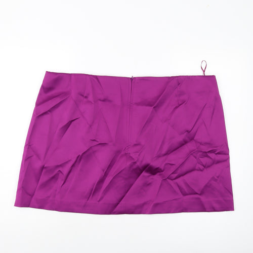 Marks and Spencer Womens Purple Polyester Mini Skirt Size 24 Zip