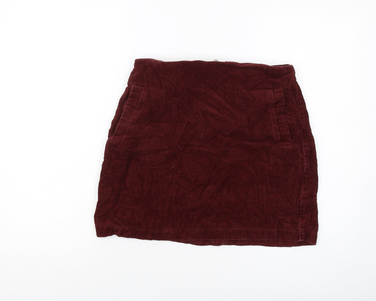 New Look Womens Red Cotton Mini Skirt Size 10 Zip