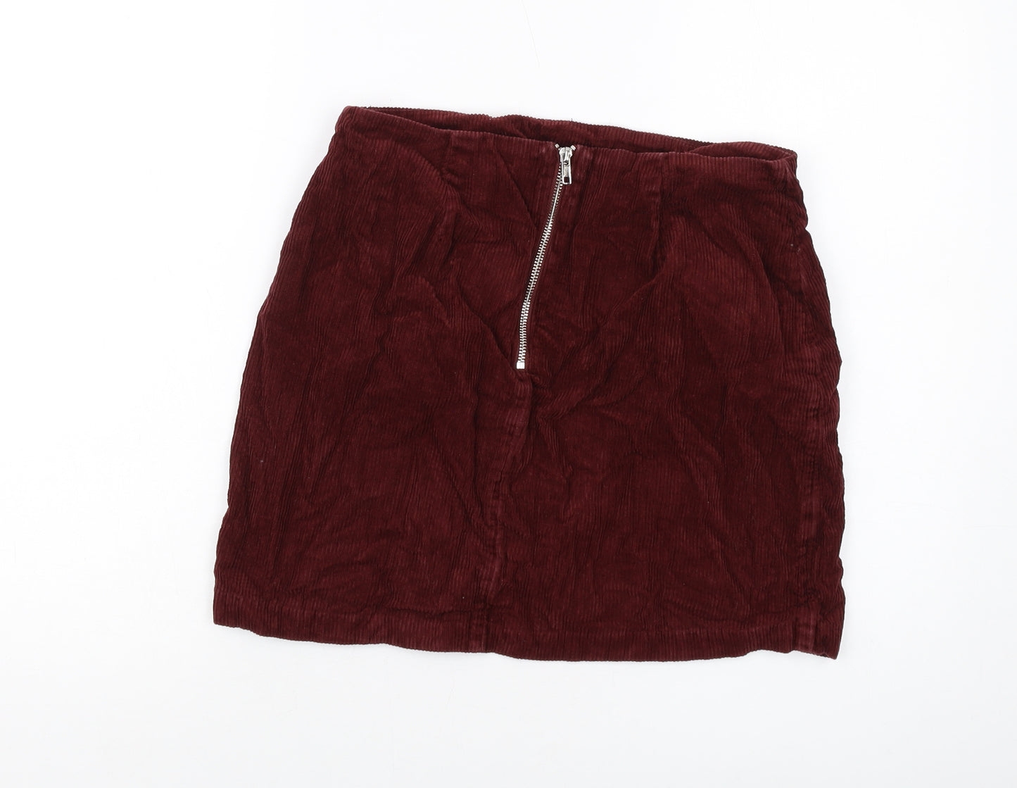 New Look Womens Red Cotton Mini Skirt Size 10 Zip