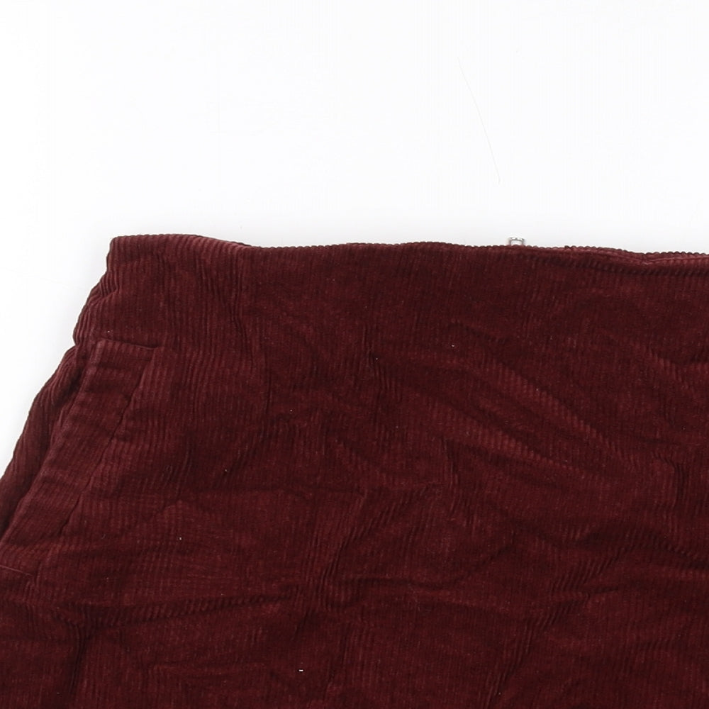 New Look Womens Red Cotton Mini Skirt Size 10 Zip