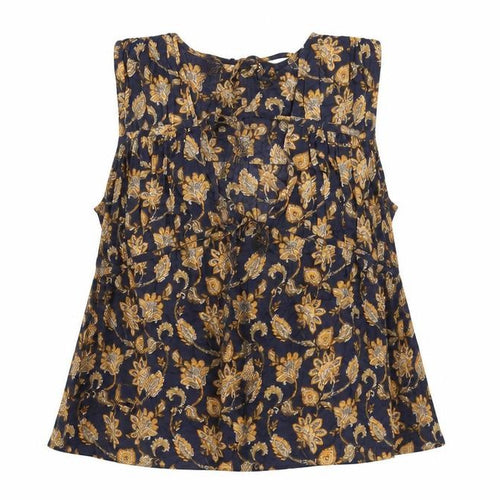 Mango Womens Blue Geometric Cotton Basic Tank Size S V-Neck