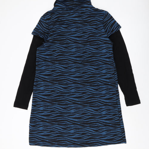 Joe Browns Womens Blue Animal Print Polyester A-Line Size 14 Roll Neck Pullover