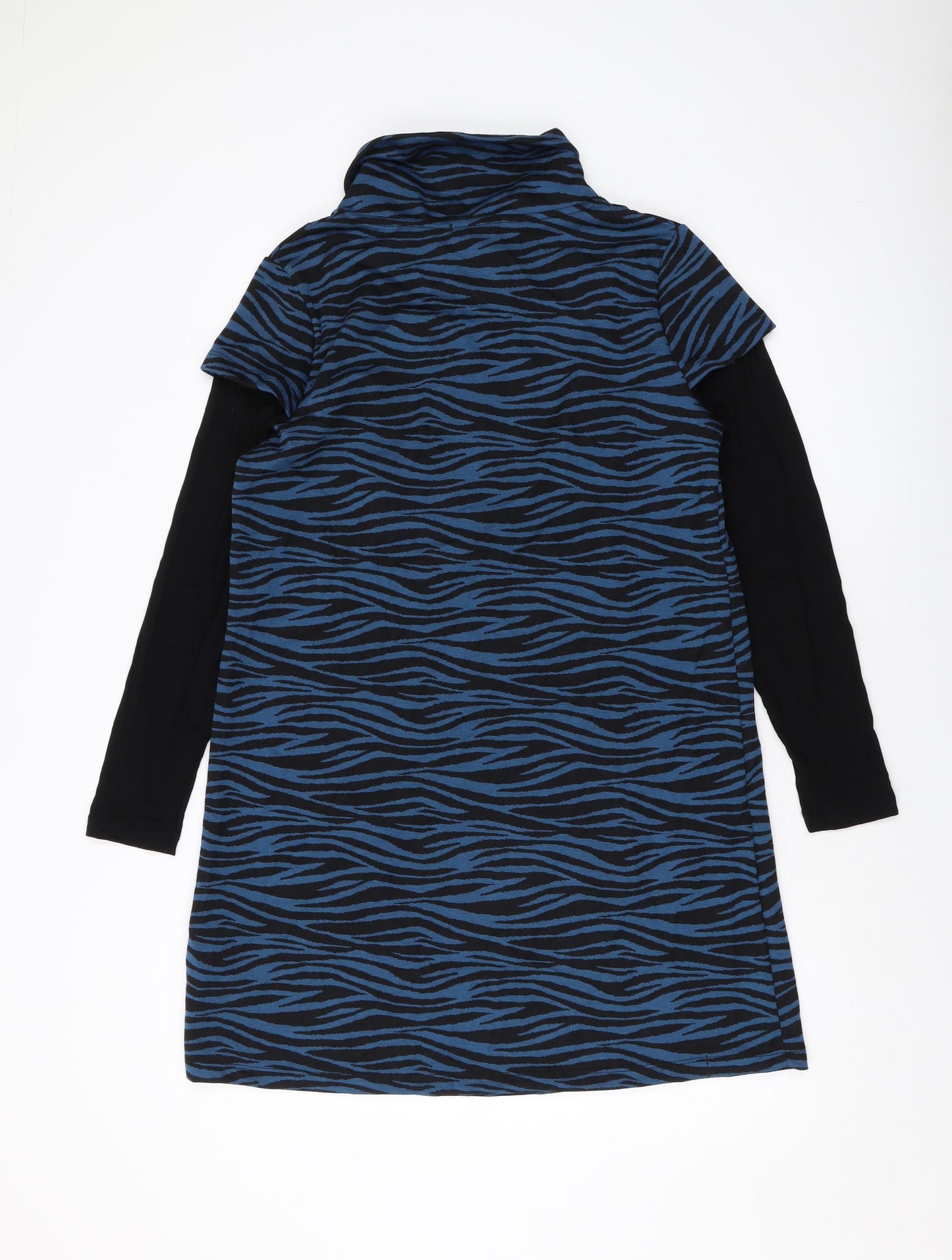 Joe Browns Womens Blue Animal Print Polyester A-Line Size 14 Roll Neck Pullover