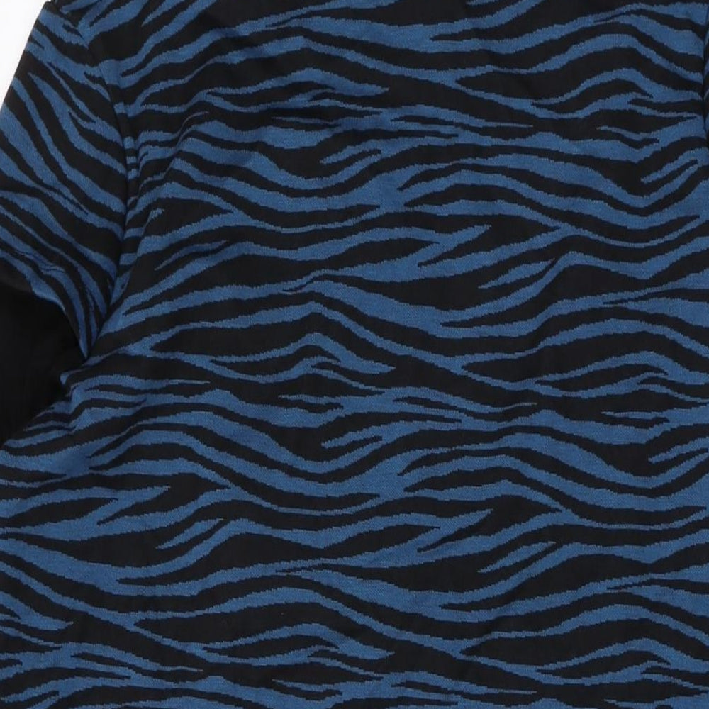 Joe Browns Womens Blue Animal Print Polyester A-Line Size 14 Roll Neck Pullover