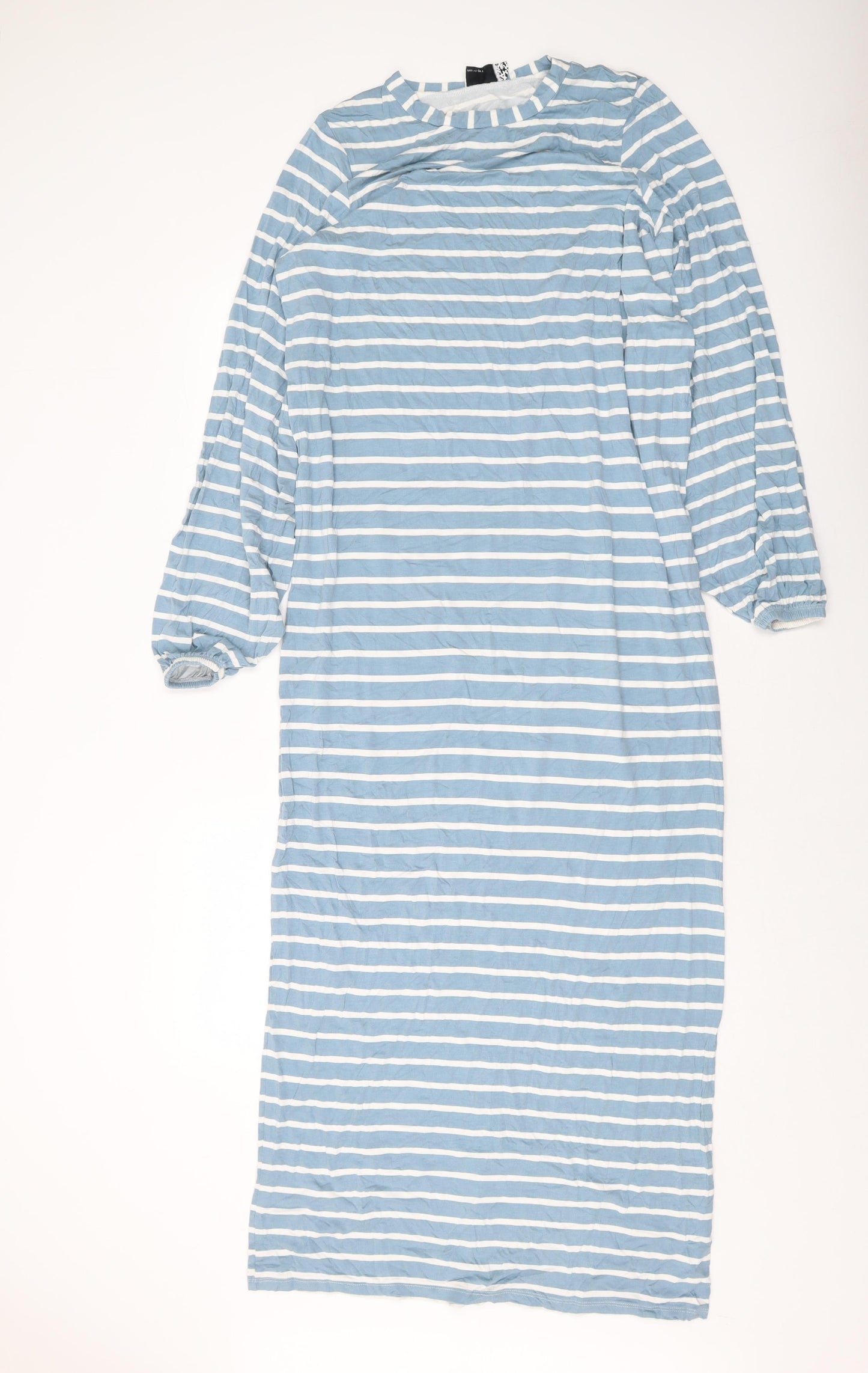 ASOS Womens Blue Striped Viscose Maxi Size 12 Round Neck Pullover