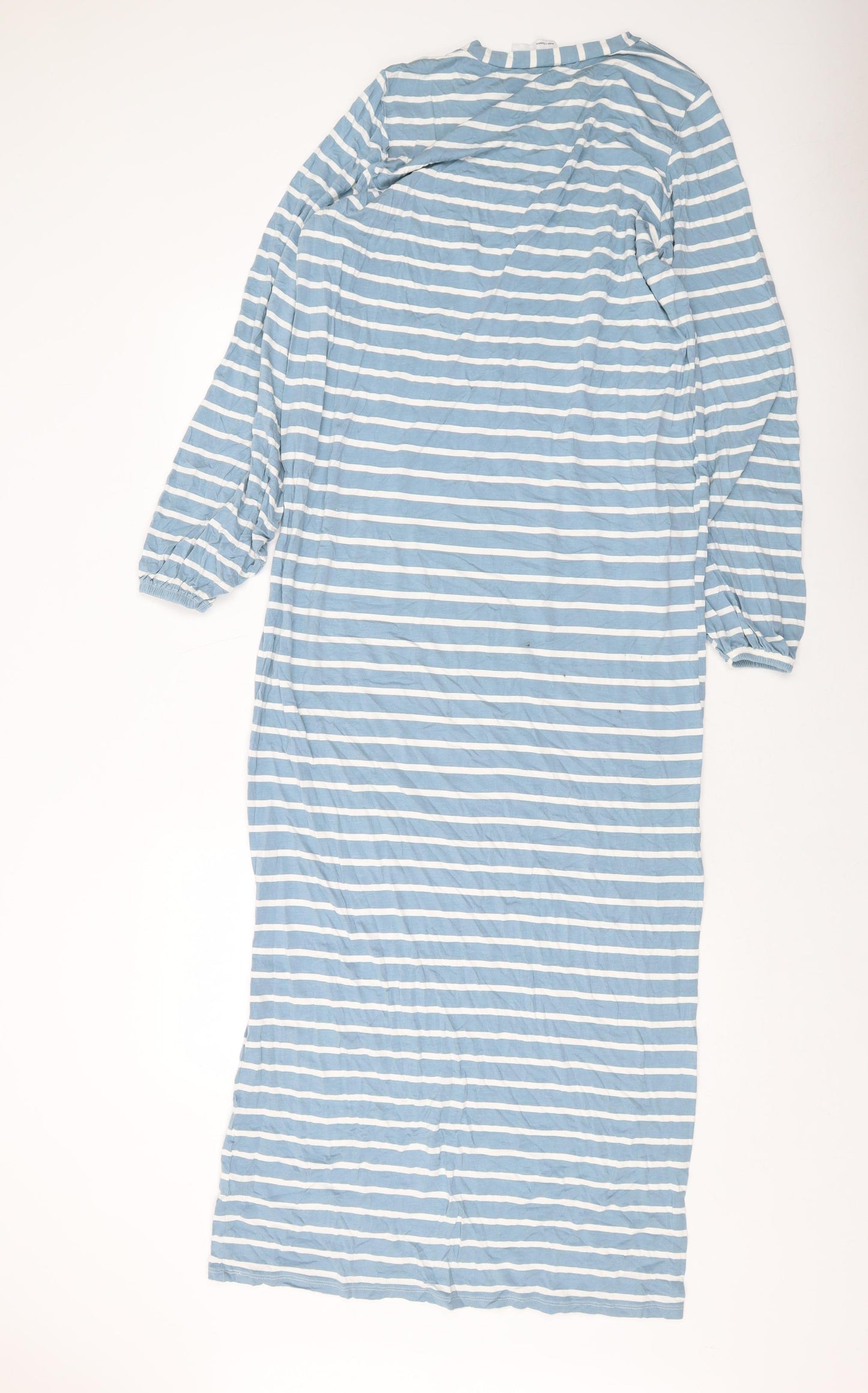 ASOS Womens Blue Striped Viscose Maxi Size 12 Round Neck Pullover