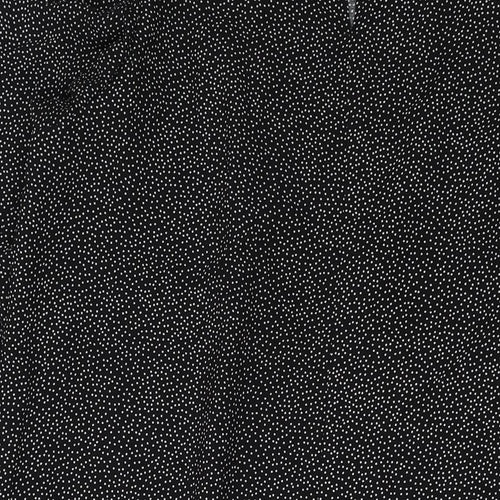 H&M Womens Black Polka Dot Polyester A-Line Size L Round Neck Button