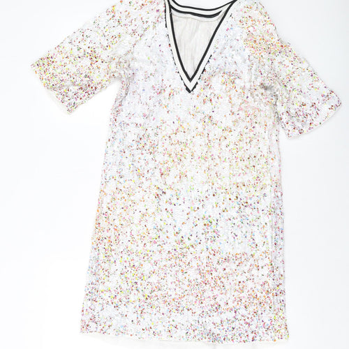 NEXT Womens Multicoloured Polyester Tank Dress Size 8 Round Neck Pullover - Sequins