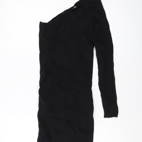 Bershka Womens Black Polyamide Mini Size M One Shoulder Pullover