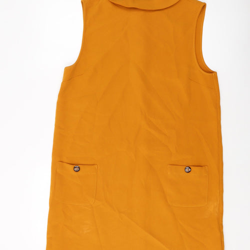New Look Womens Yellow Polyester Tank Dress Size 16 Collared Zip