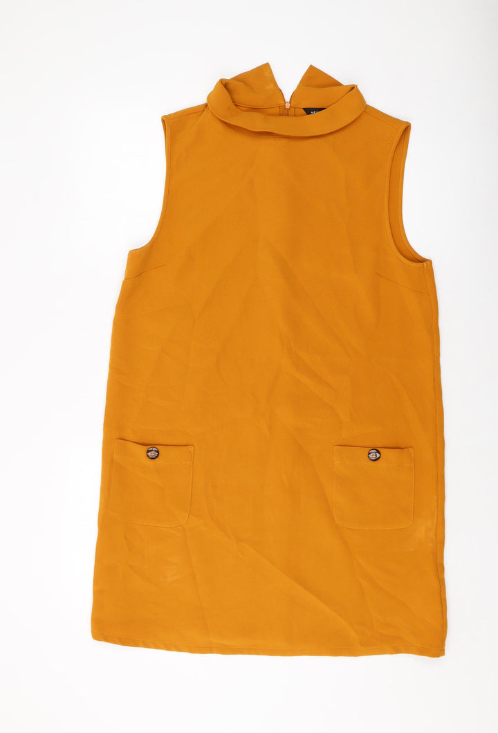 New Look Womens Yellow Polyester Tank Dress Size 16 Collared Zip