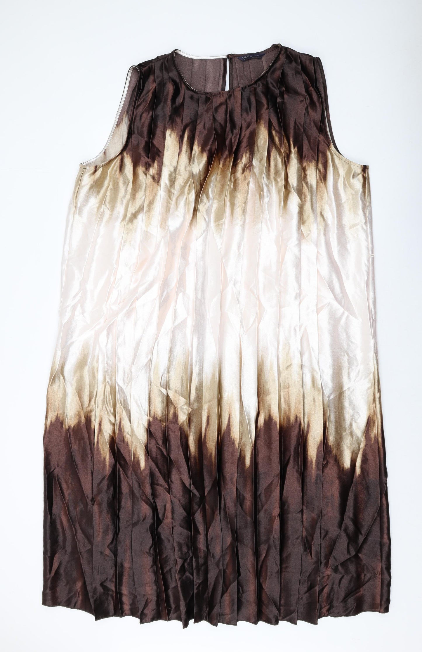 Marks and Spencer Womens Brown Polyester Tank Dress Size 22 Round Neck Button