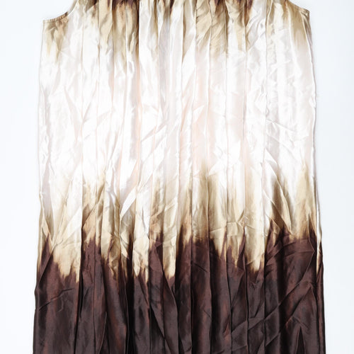 Marks and Spencer Womens Brown Polyester Tank Dress Size 22 Round Neck Button