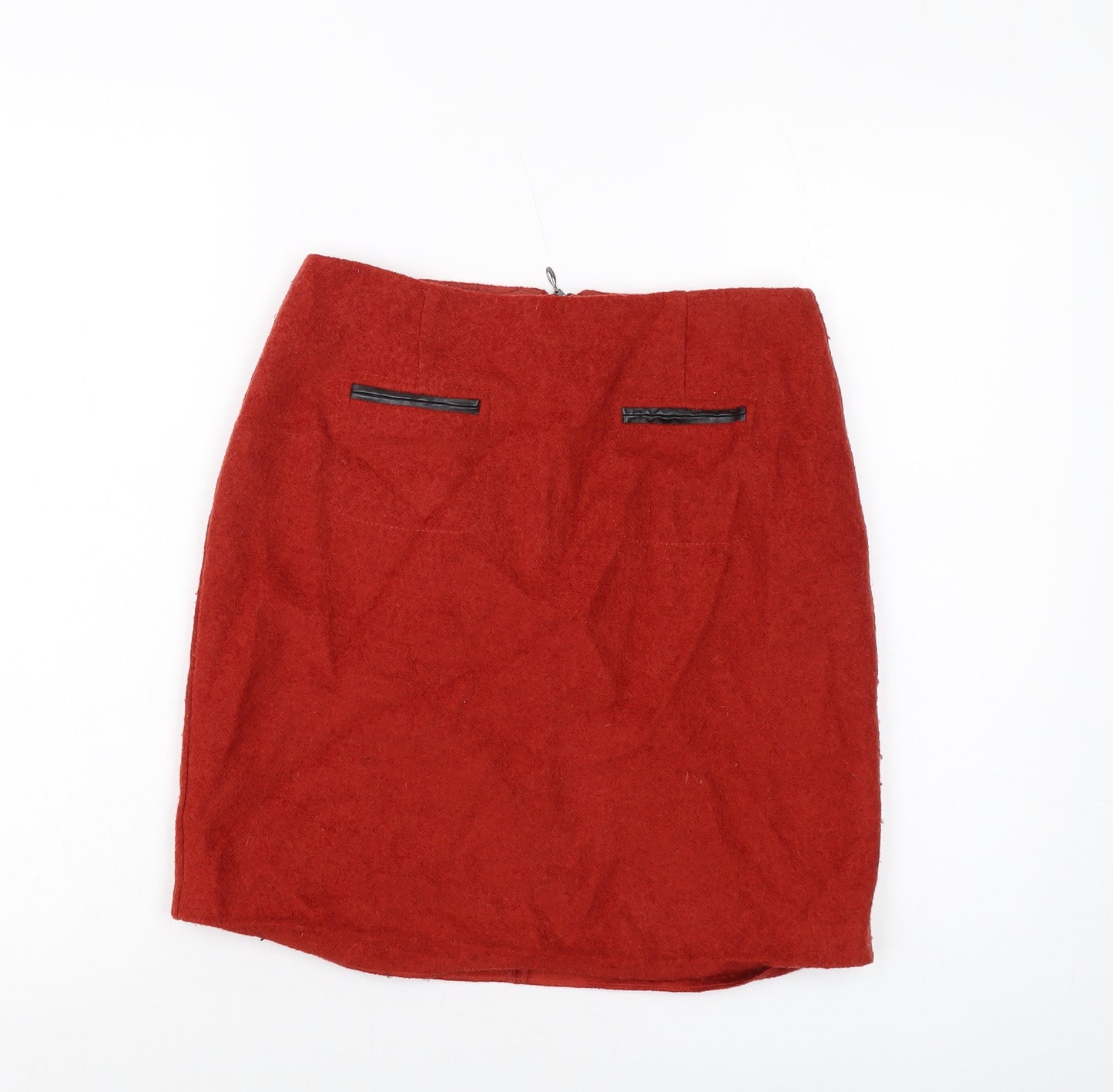 Marks and Spencer Womens Red Polyester Mini Skirt Size 8 Zip