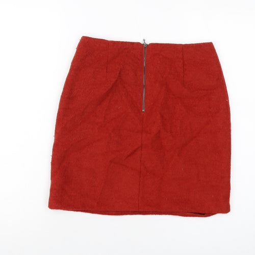 Marks and Spencer Womens Red Polyester Mini Skirt Size 8 Zip