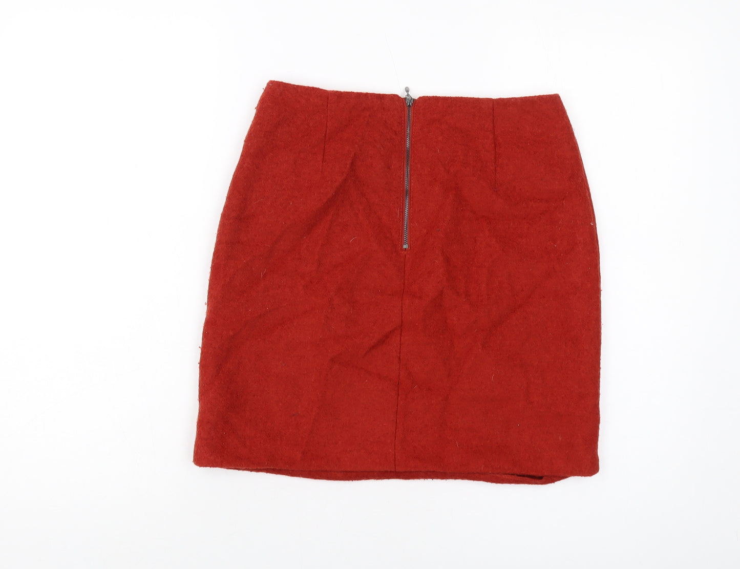 Marks and Spencer Womens Red Polyester Mini Skirt Size 8 Zip