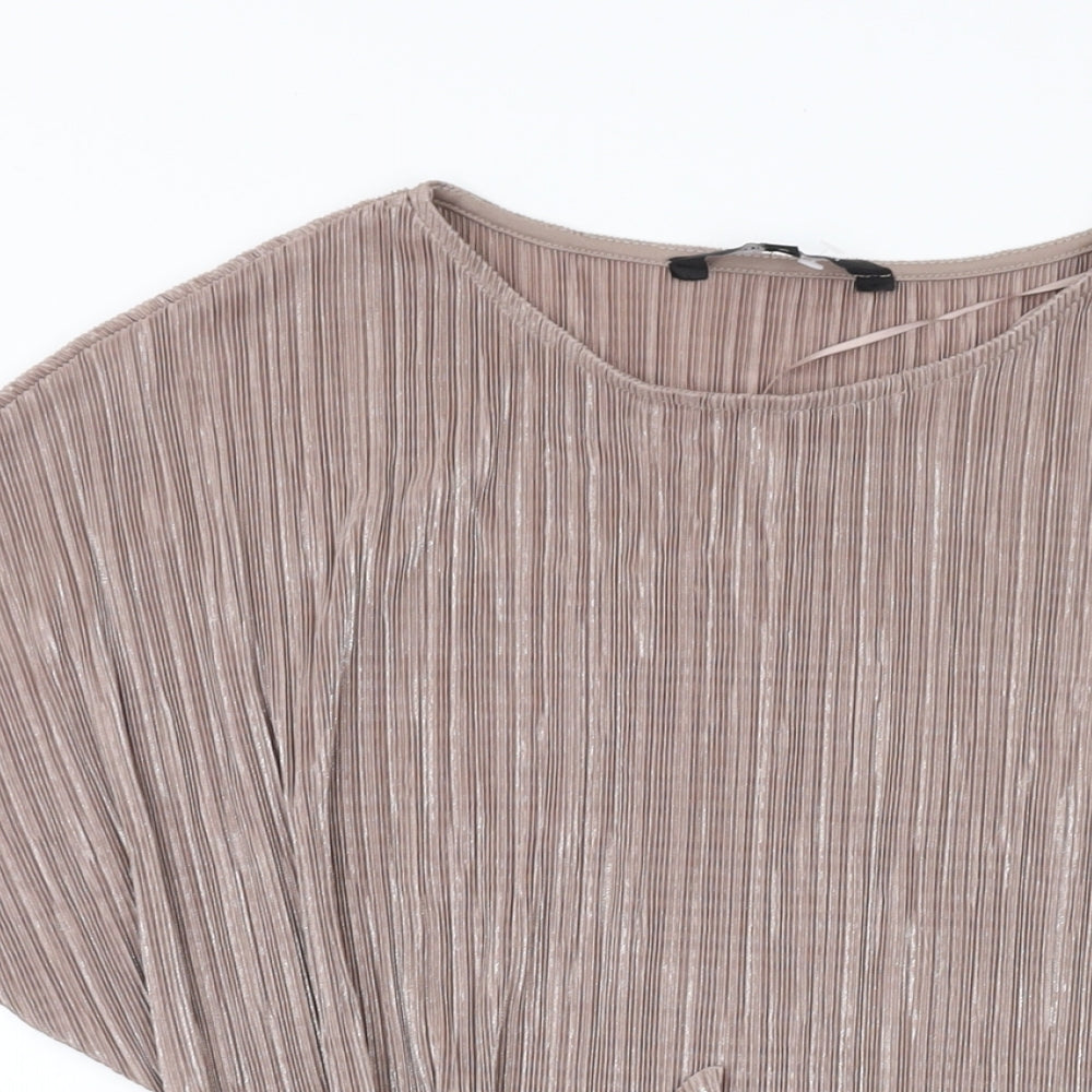 Debenhams Womens Gold Polyester Basic Blouse Size 20 Round Neck