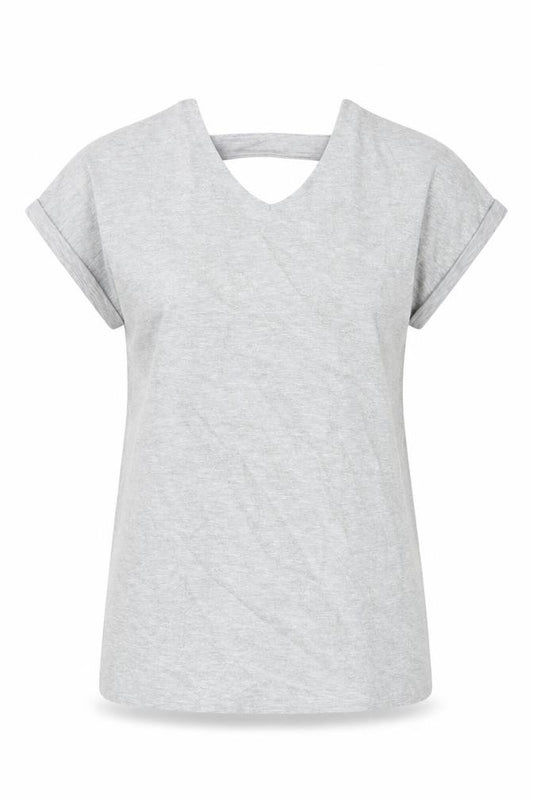 Front view of Next women’s grey polyester basic blouse, size UK 10, v-neck