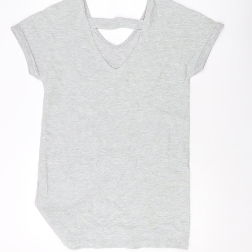 NEXT Womens Grey Polyester Basic Blouse Size 10 V-Neck