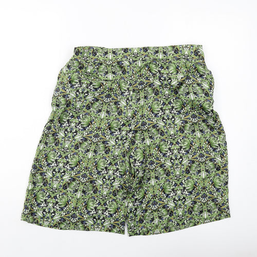 Zara Womens Green Geometric Polyester Basic Shorts Size M L10 in Regular Button