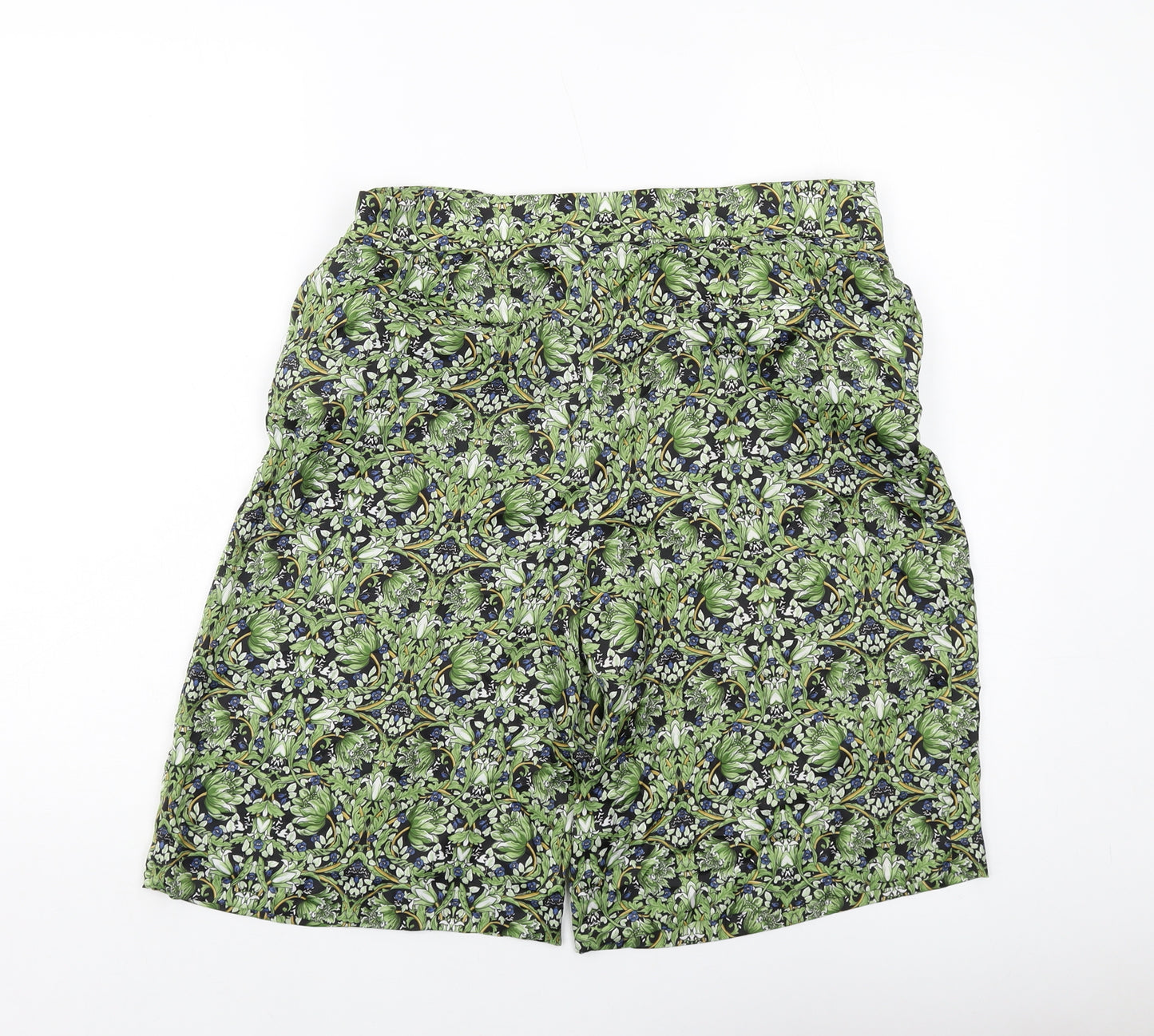 Zara Womens Green Geometric Polyester Basic Shorts Size M L10 in Regular Button