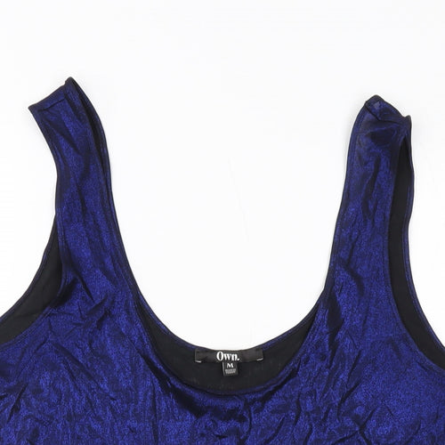 OWN Womens Black Polyester Basic Tank Size M Round Neck