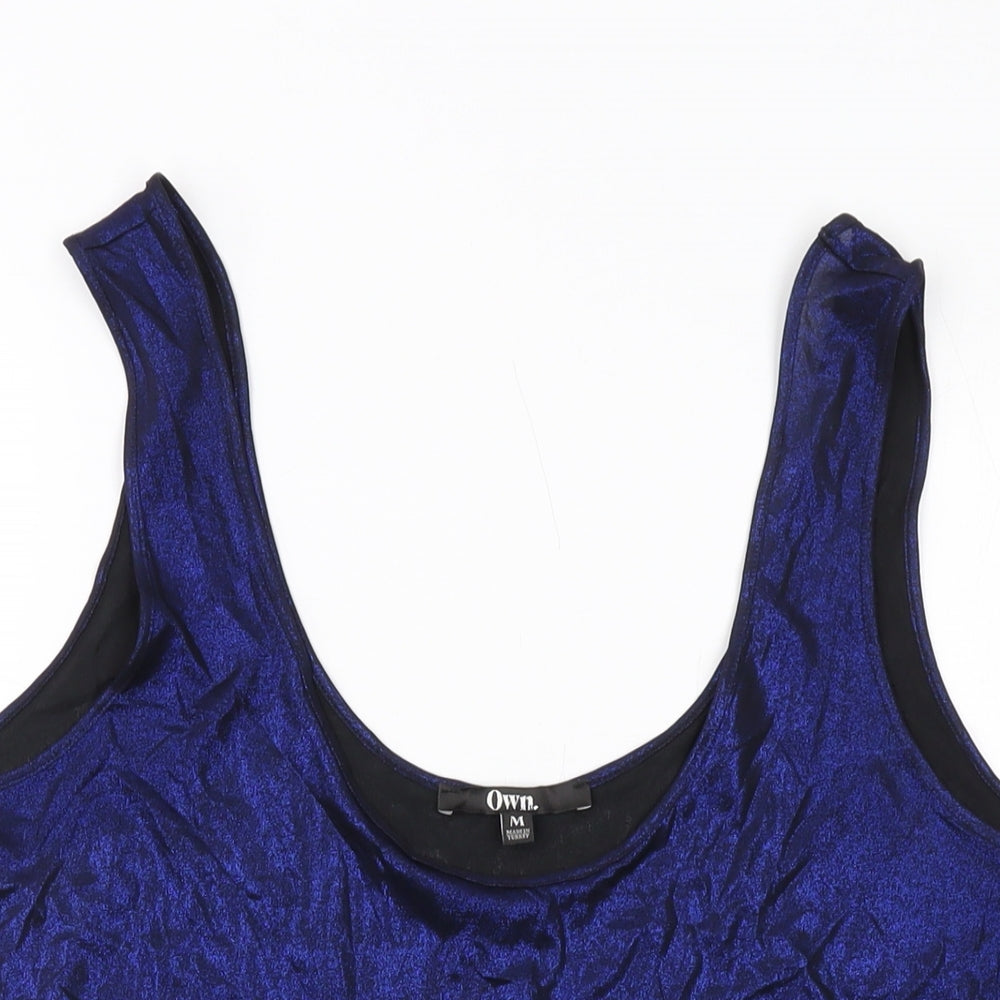 OWN Womens Black Polyester Basic Tank Size M Round Neck