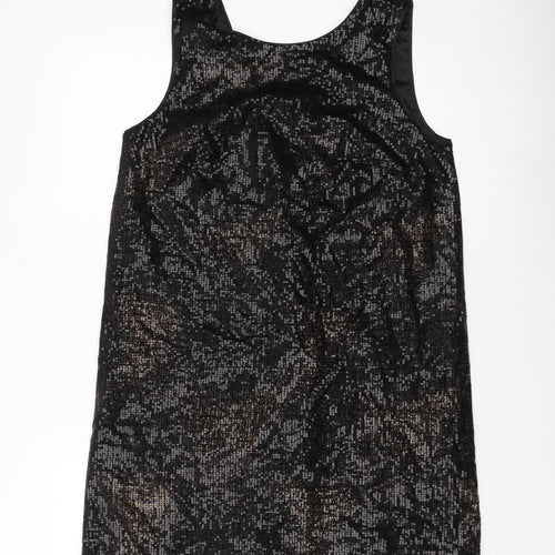 NEXT Womens Black Polyester Tank Dress Size 12 Round Neck Zip