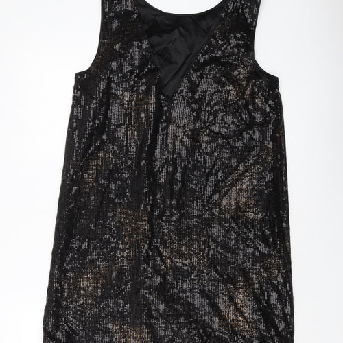 NEXT Womens Black Polyester Tank Dress Size 12 Round Neck Zip